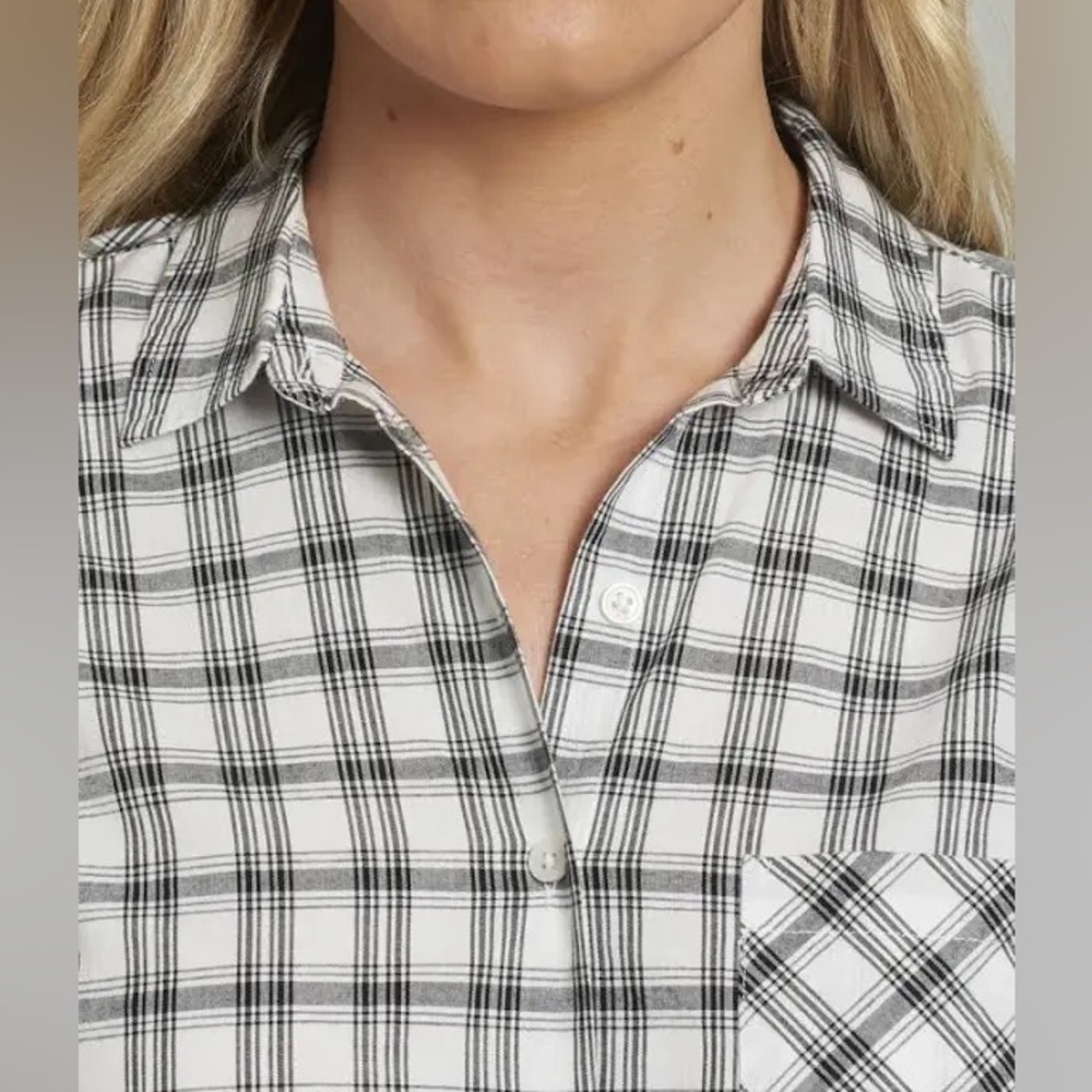 UNTUCKit Marina Women’s Long Sleeve Button Down Plaid Striped Shirt Sz 6 - Picture 4 of 7